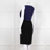 Fendi Black Blue Ruffle Shift Dress Gold Back Buttons
