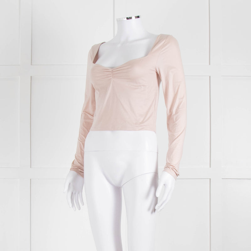Sunday Best Pink Long Sleeve Ruched Center Top