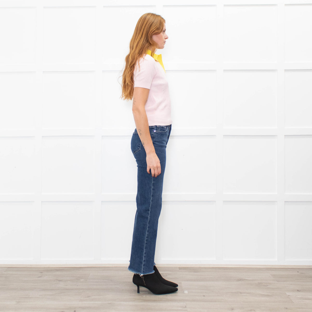 Tory Burch Pink & Yellow Shortsleeve Cotton Jumper