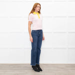 Tory Burch Pink & Yellow Shortsleeve Cotton Jumper