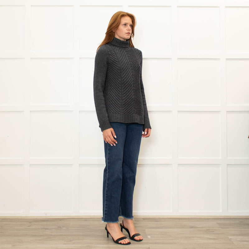Vince Grey Ribbed Wool Blend Rollneck