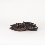 Malone Souliers Black Mesh Leather Trim Flat Mules