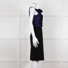 Fendi Black Blue Ruffle Shift Dress Gold Back Buttons