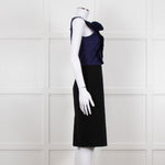 Fendi Black Blue Ruffle Shift Dress Gold Back Buttons