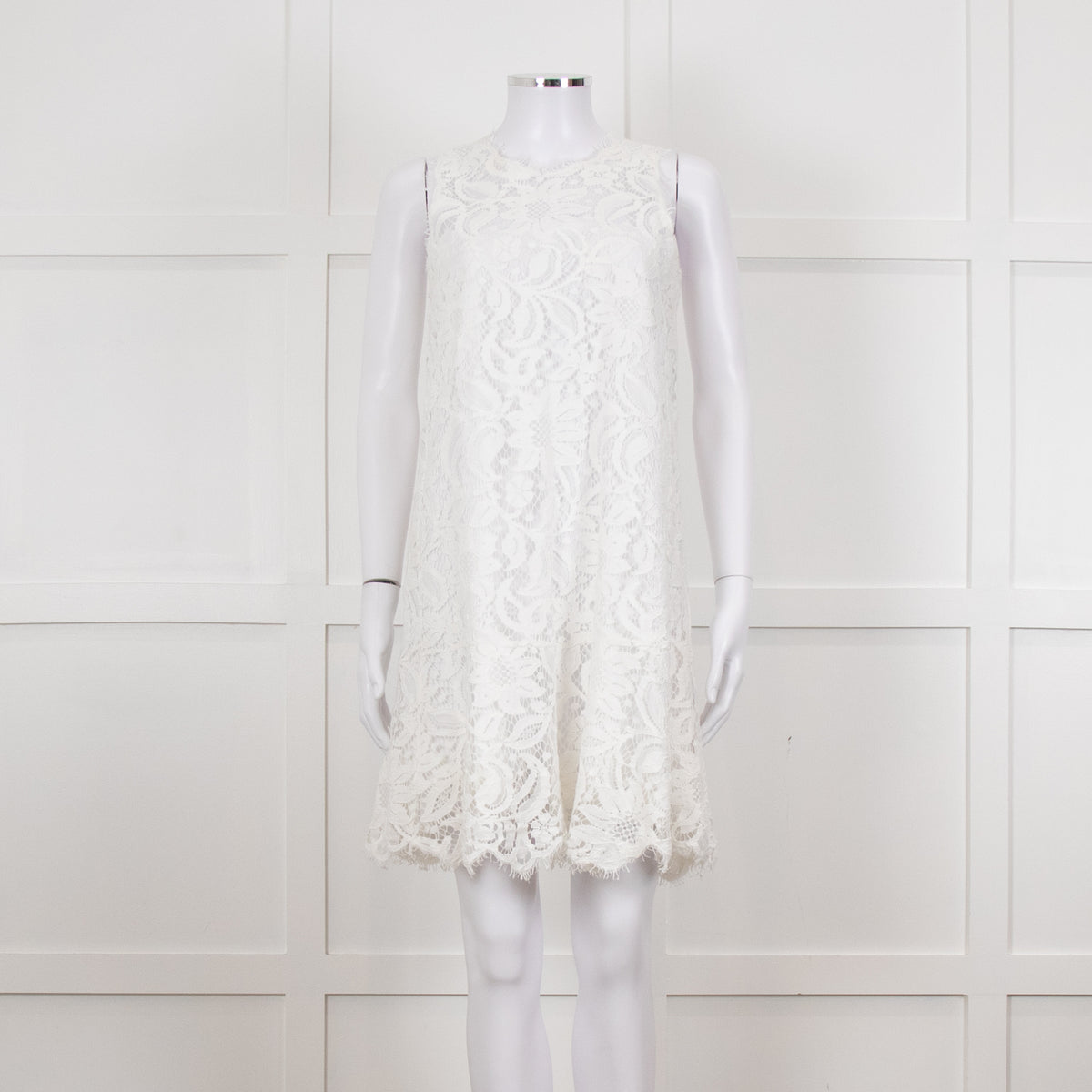 Ermanno Scervino White Lace Sleeveless Dress