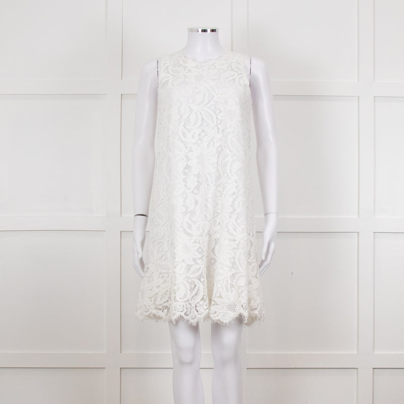Ermanno Scervino White Lace Sleeveless Dress