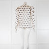Johanna Ortiz Cream Black Polka Dot Tie Neck Blouse