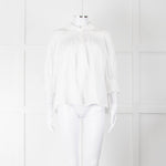 Munthe White Smocked Short Sleeve Top