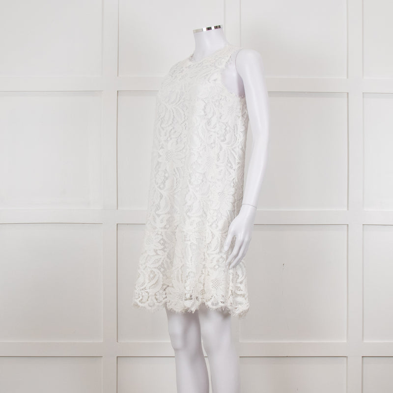 Ermanno Scervino White Lace Sleeveless Dress