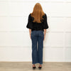 Ganni Black Pleated Puff Sleeve Belted Top