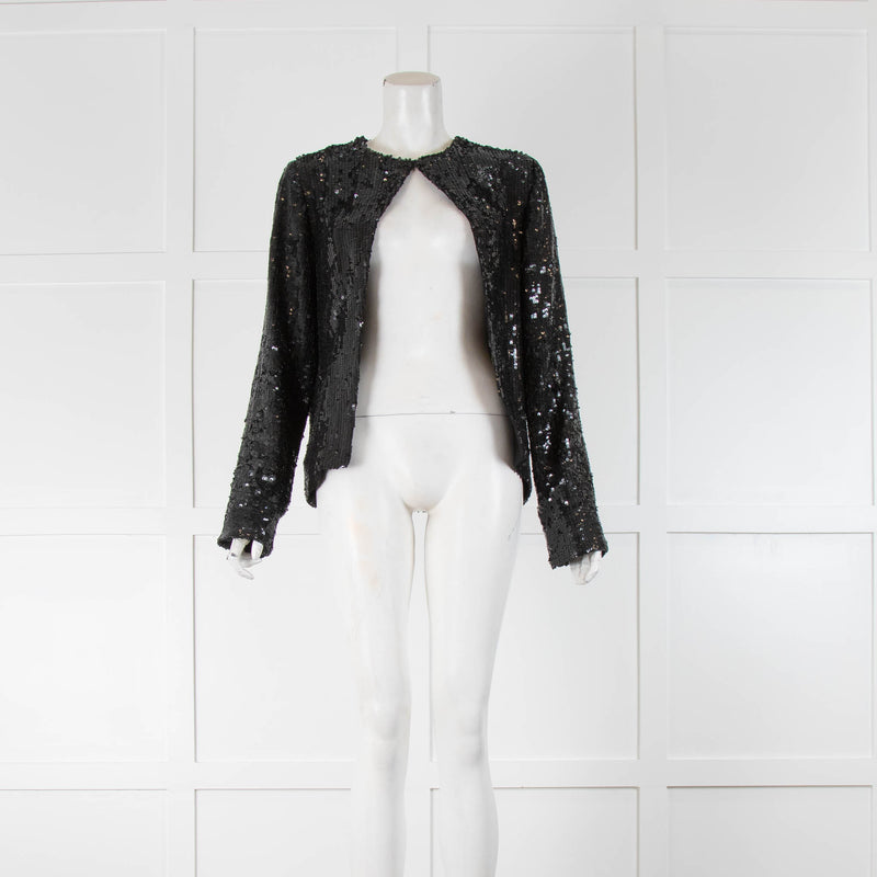 Freda Black Sequin Silk Blend Short Jacket
