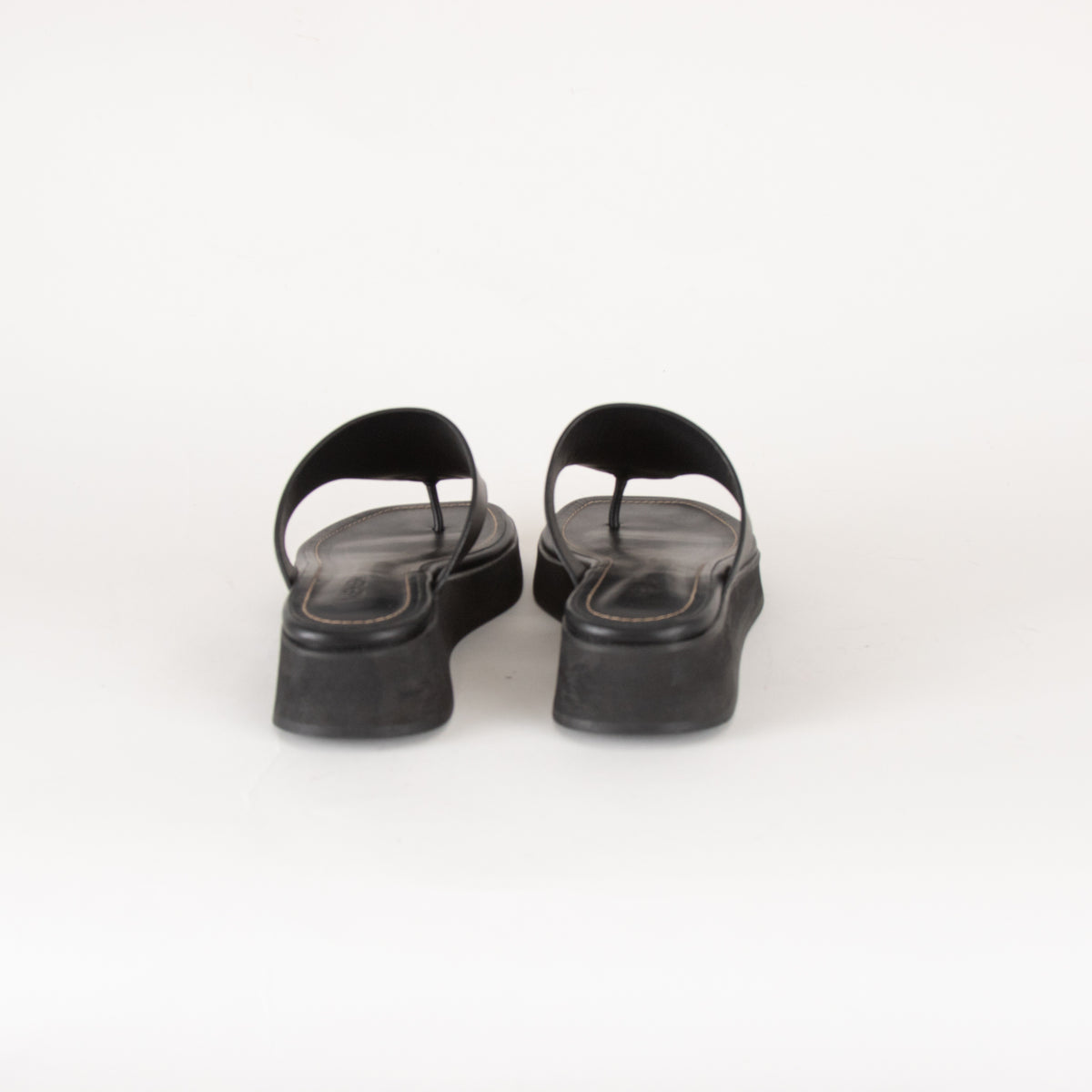 Me + Em Black Wedge Flip Flops