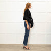 Ganni Black Pleated Puff Sleeve Belted Top