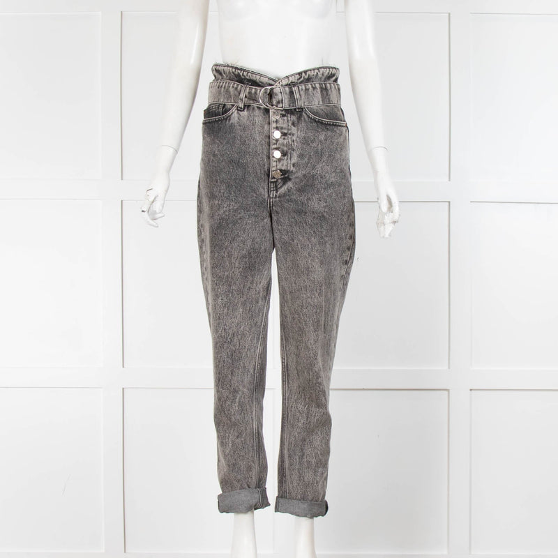 Iro Grey Demin Cuffed High Waist Jeans