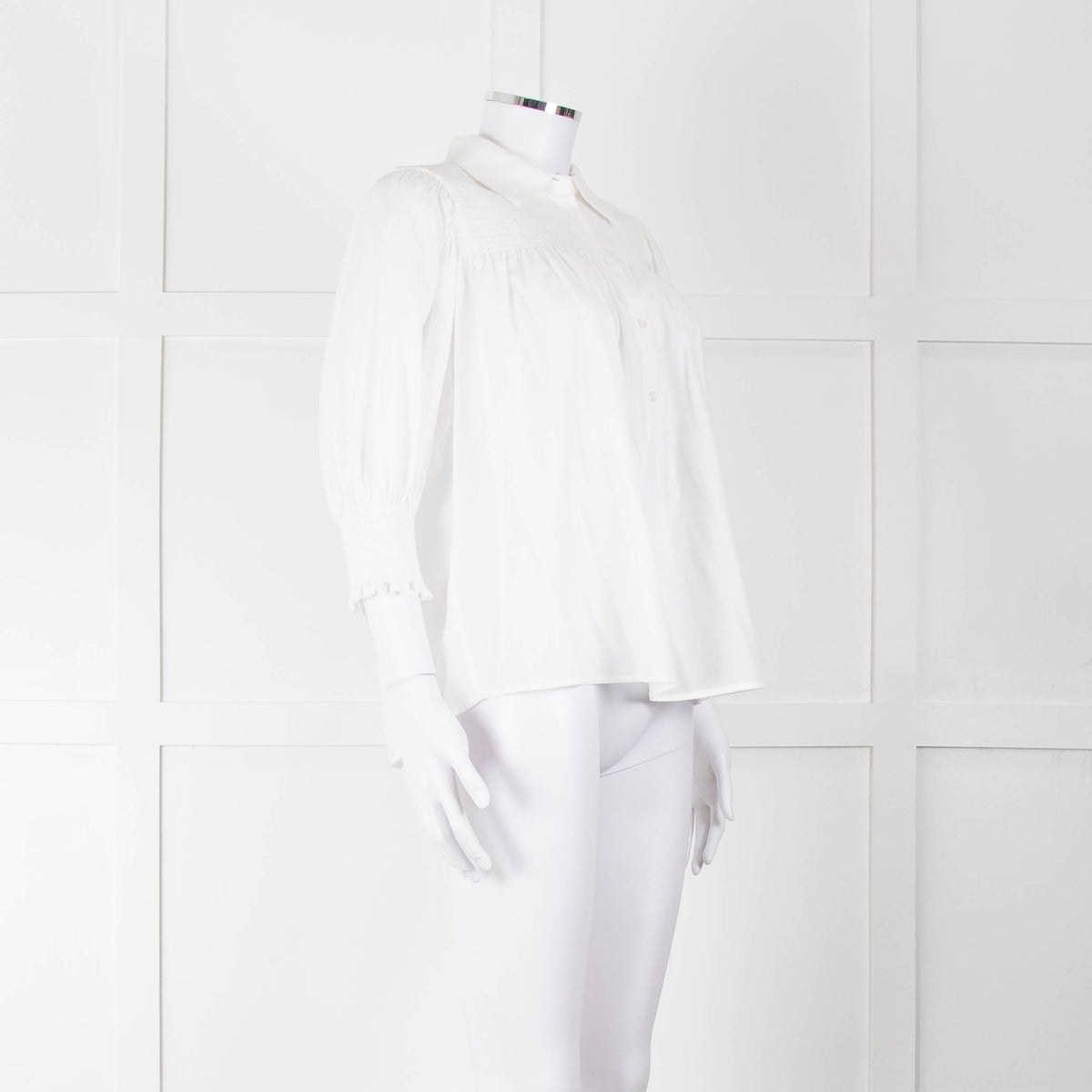 Munthe White Smocked Short Sleeve Top