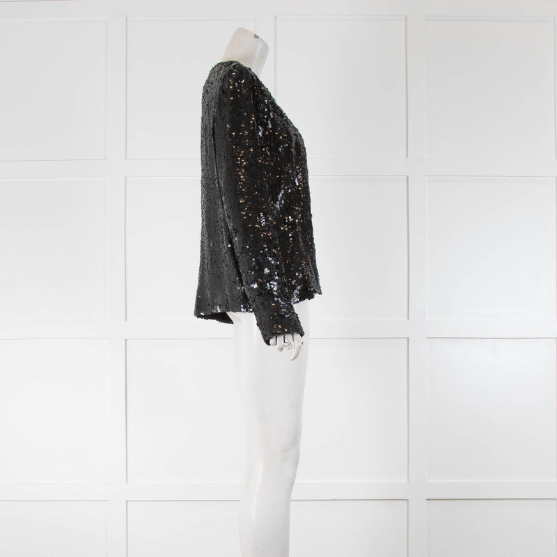 Freda Black Sequin Silk Blend Short Jacket