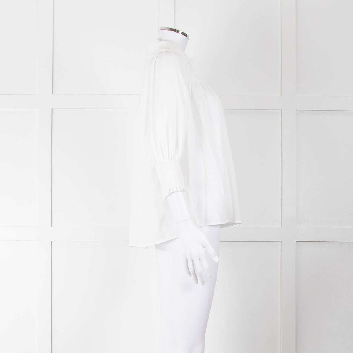 Munthe White Smocked Short Sleeve Top