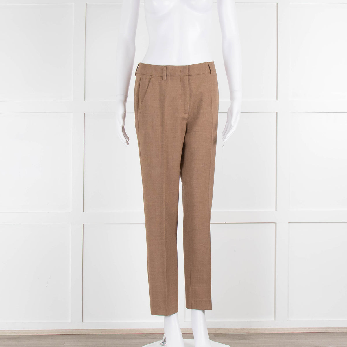 Weekend Max Mara Tan Wool Slim Leg Trousers