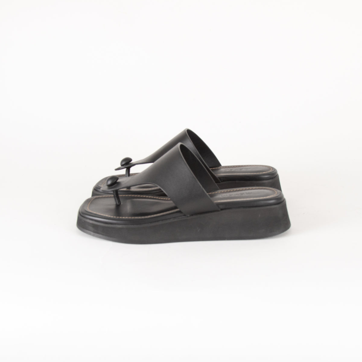 Me + Em Black Wedge Flip Flops