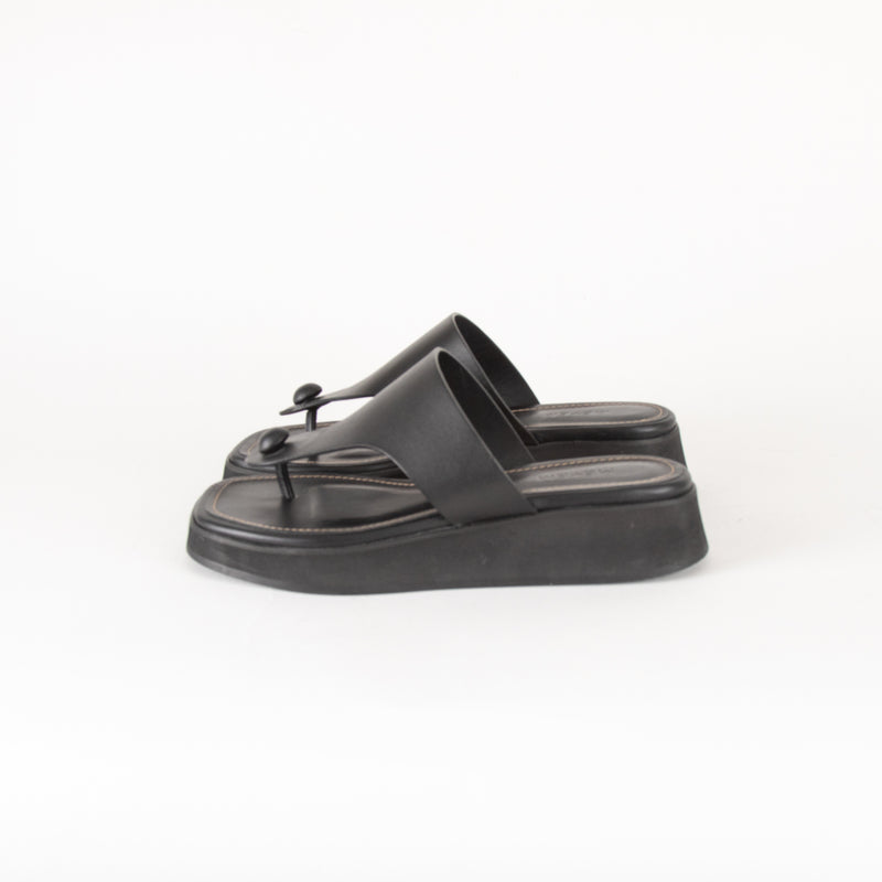 Me + Em Black Wedge Flip Flops