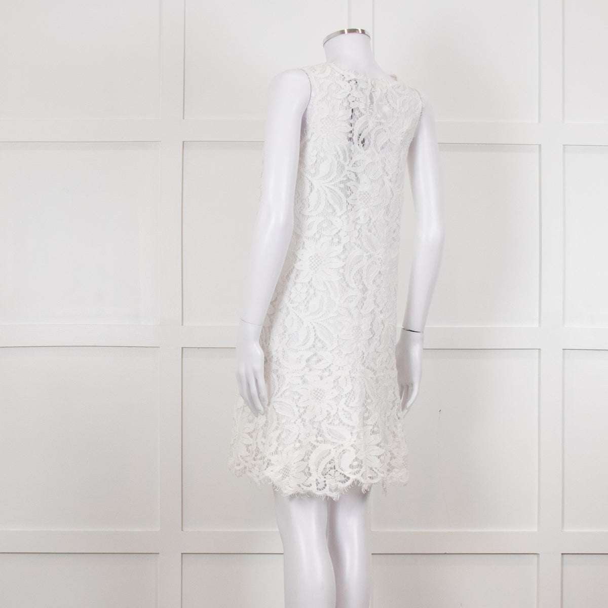 Ermanno Scervino White Lace Sleeveless Dress