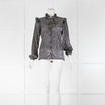 Maje Silver Lurex Long Sleeve Top