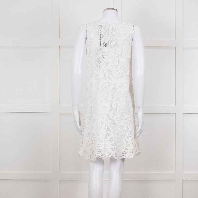 Ermanno Scervino White Lace Sleeveless Dress
