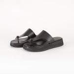 Me + Em Black Wedge Flip Flops