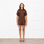 Brusnika Brown Linen Playsuit