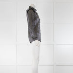 Maje Silver Lurex Long Sleeve Top