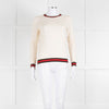 Gucci Cream Wool Knit Top With Red Trim