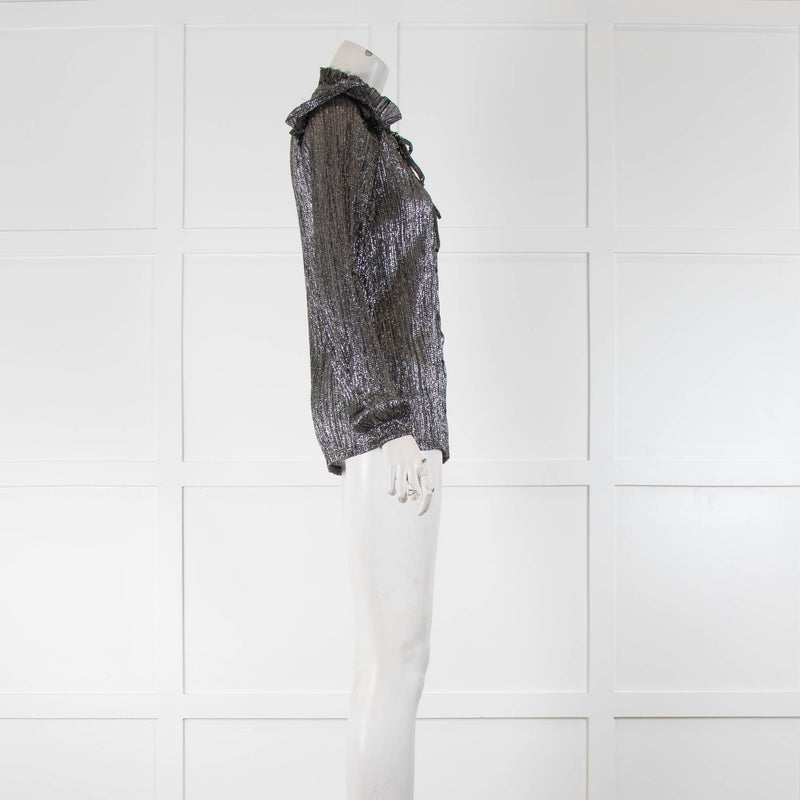 Maje Silver Lurex Long Sleeve Top