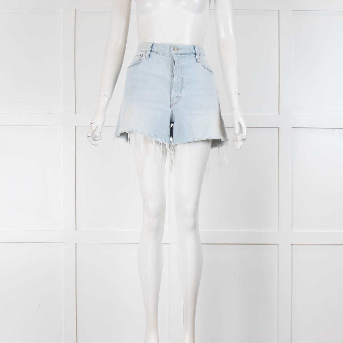 Mother Pale Raw Edge Blue Jean Short