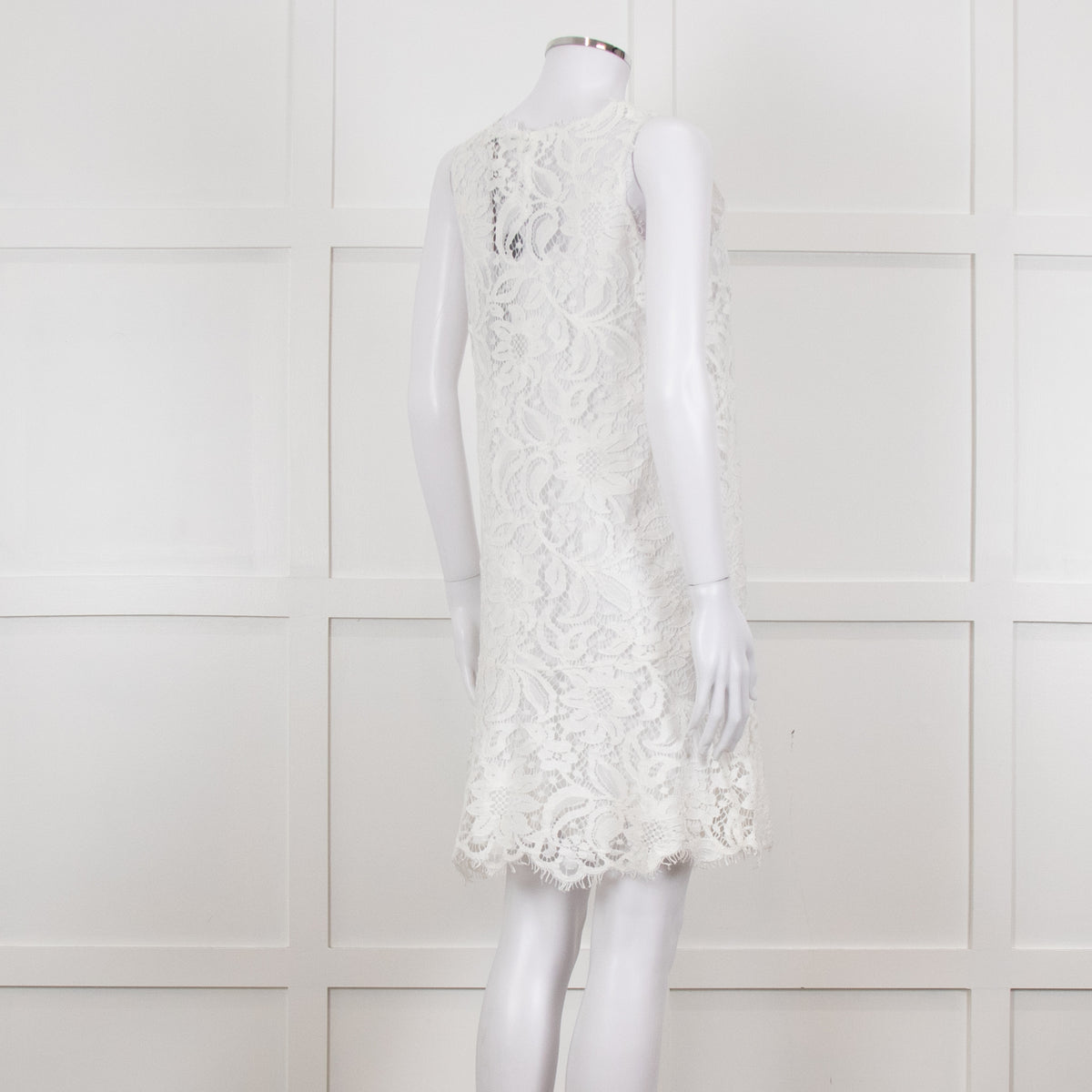 Ermanno Scervino White Lace Sleeveless Dress