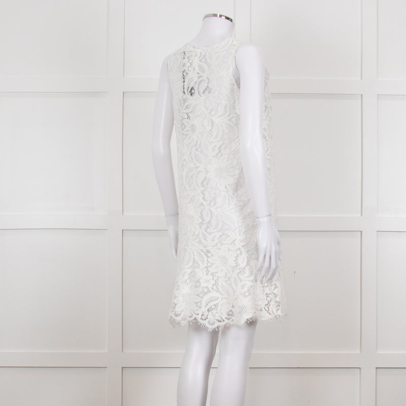 Ermanno Scervino White Lace Sleeveless Dress