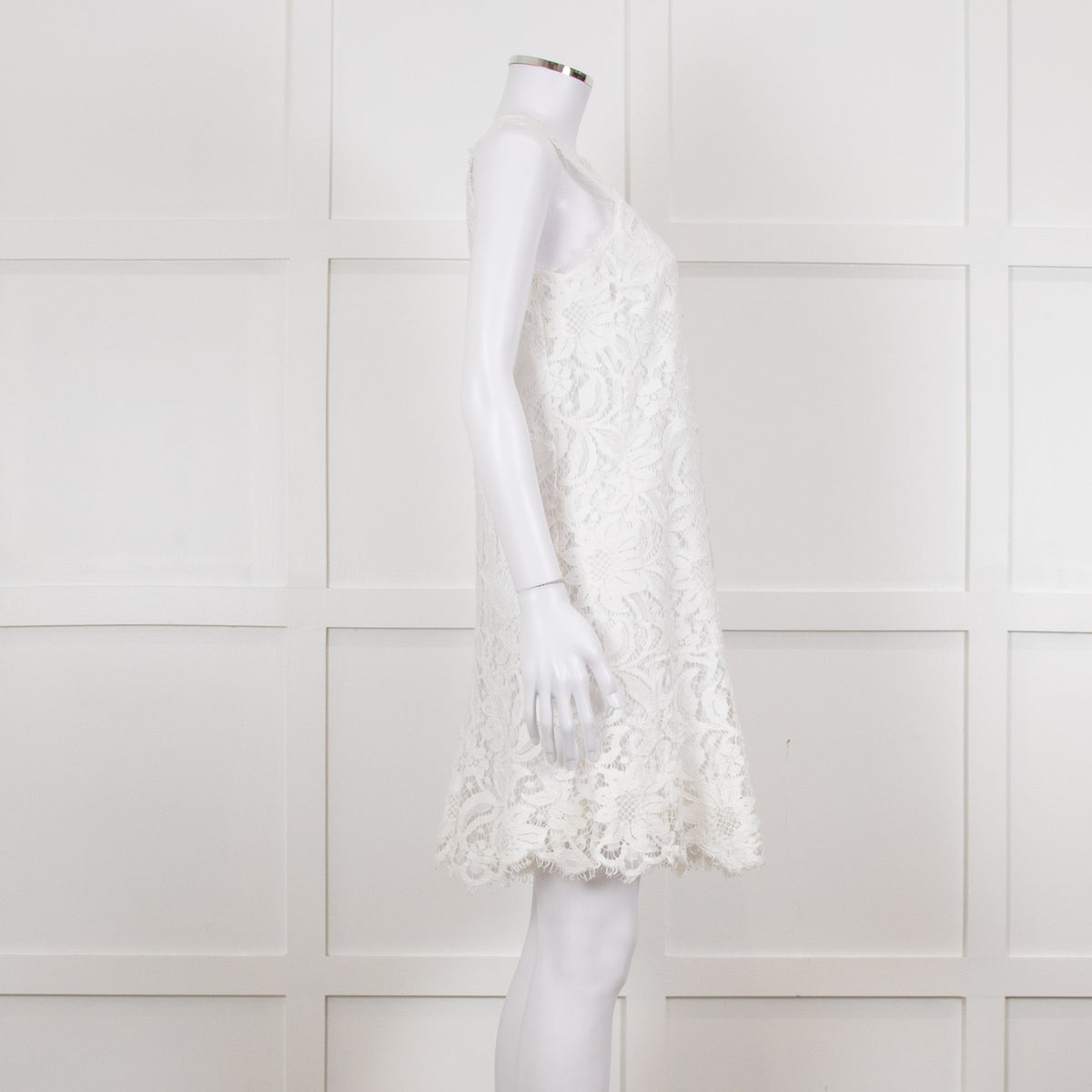 Ermanno Scervino White Lace Sleeveless Dress