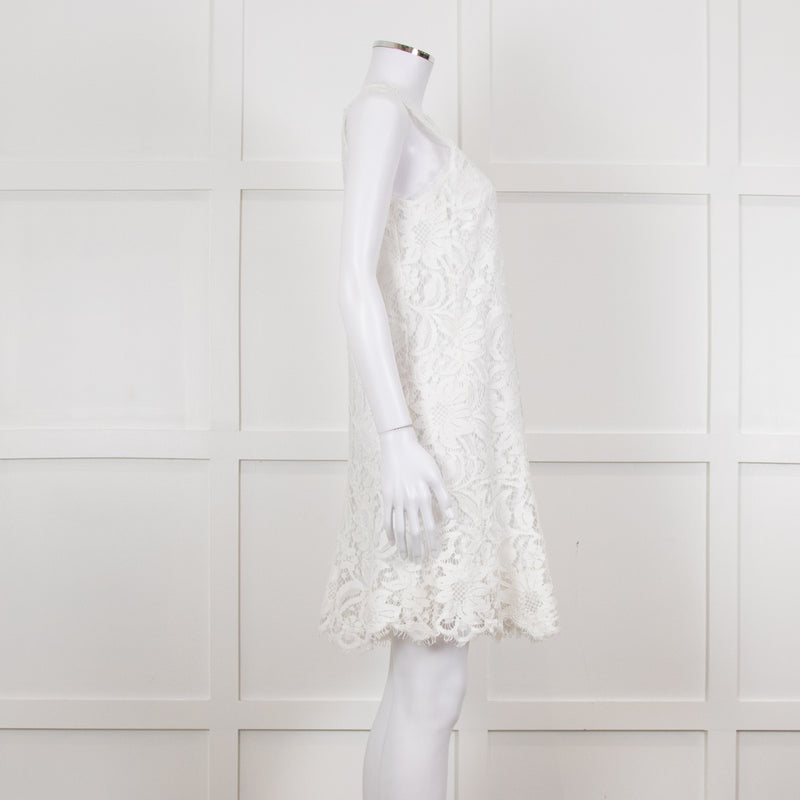 Ermanno Scervino White Lace Sleeveless Dress
