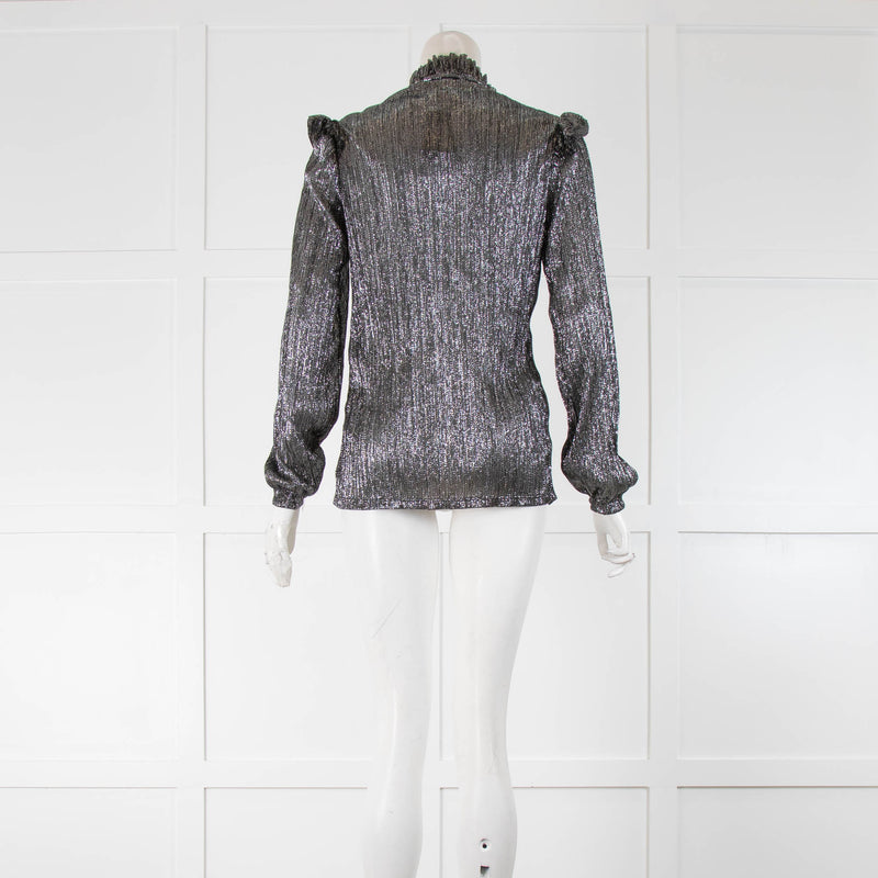 Maje Silver Lurex Long Sleeve Top