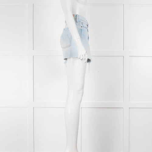 Mother Pale Raw Edge Blue Jean Short