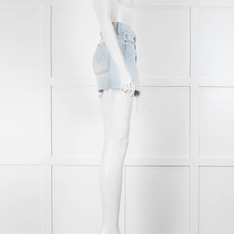 Mother Pale Raw Edge Blue Jean Short