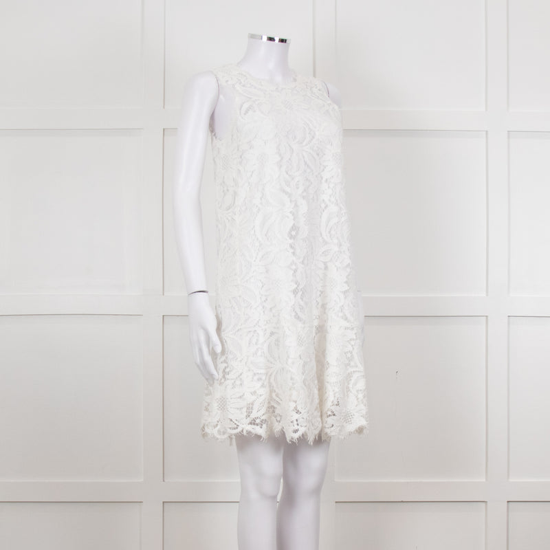 Ermanno Scervino White Lace Sleeveless Dress