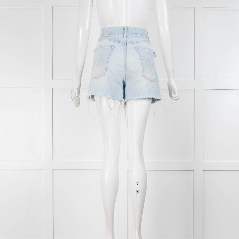 Mother Pale Raw Edge Blue Jean Short