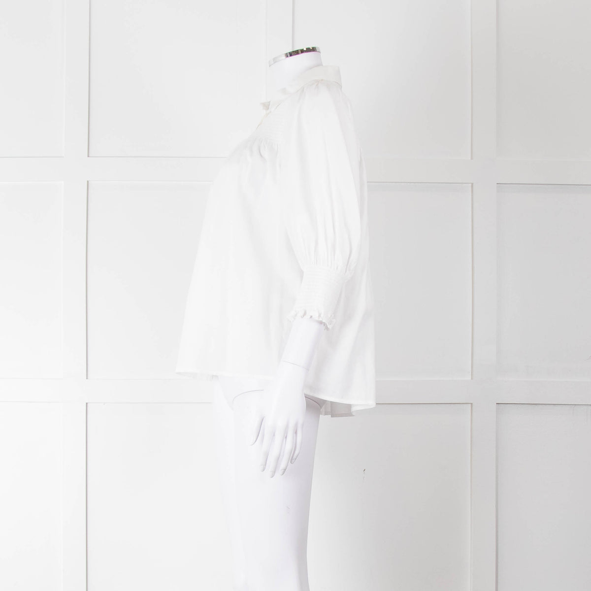 Munthe White Smocked Short Sleeve Top