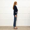 Wyse Navy Cashmere Blend Sequinned Trim Cardigan