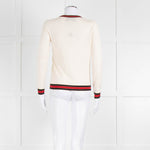 Gucci Cream Wool Knit Top With Red Trim