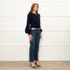 Wyse Navy Cashmere Blend Sequinned Trim Cardigan