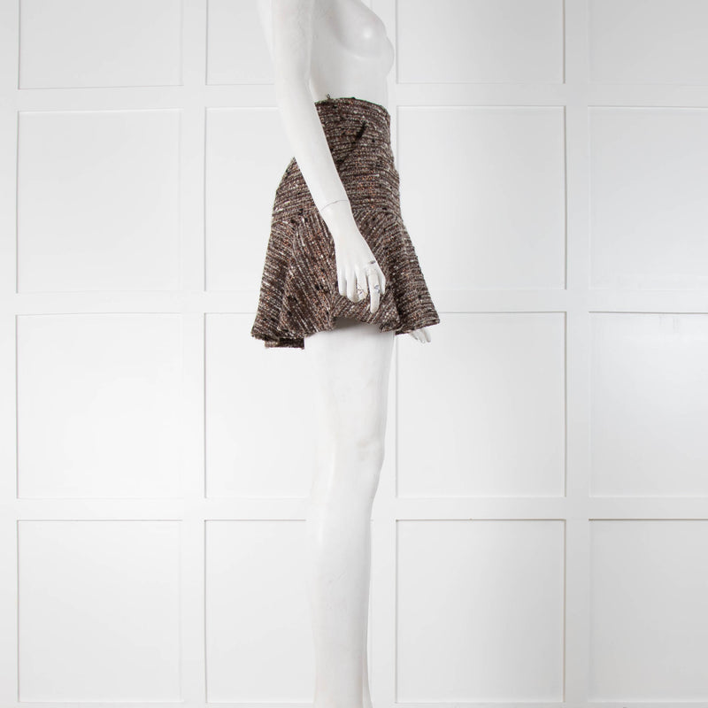 Pinko Brown Boucle Peplum Skirt