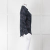 Iris Blue Black Animal Print Silk Shirt