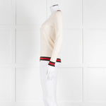 Gucci Cream Wool Knit Top With Red Trim