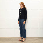 Daniel & Mayer Navy Short Cardigan Mother Of Pearl Buttons
